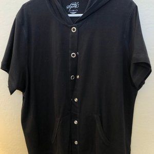 Style & Co Woman Plus Sport Black Snap Button Down